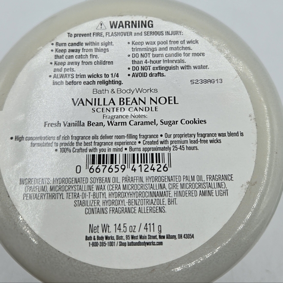 Bath and Body Works Vanilla Bean Noel 3 wick Candle - Picture 4 of 5
